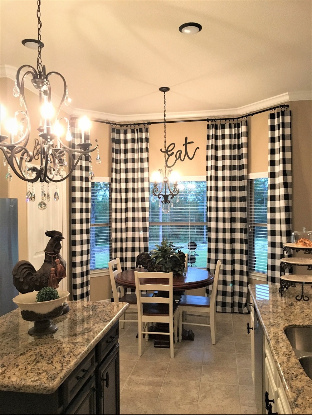 Farmhouse Buffalo Check Window Curtain Panels - Black